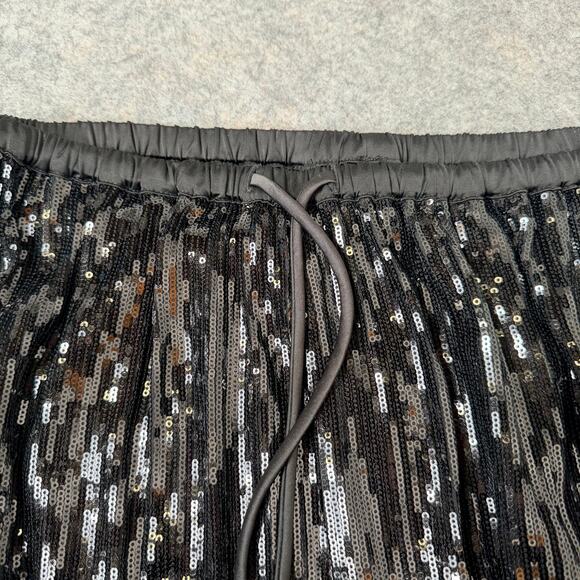 MsKIN6 Womens Black Sequin Shiny Loose Fit Wide Leg Dress Party Pants Size Large - Picture 4 of 13